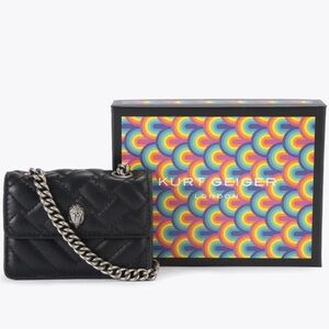 Kurt Geiger Black Quilted Mini Bag with Chain Strap
